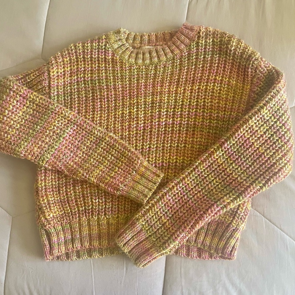Anthropologie Ribbed Obi Melange Knit Crew Neck Sweater XS - Picture 2 of 10